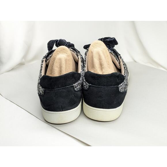 Naturalizer Morrison Sneakers 9.5 Wide Black-White Tweed Velvet Burnout Lace - Picture 3 of 7